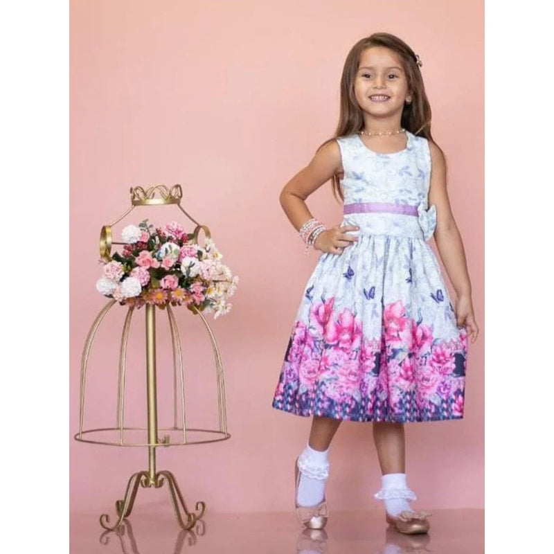 🌼✨ Vestido Infantil Feminino Estampa Floral com Borboletas - Novidades em Promoção! 🌈🦋